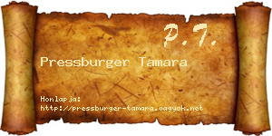 Pressburger Tamara névjegykártya